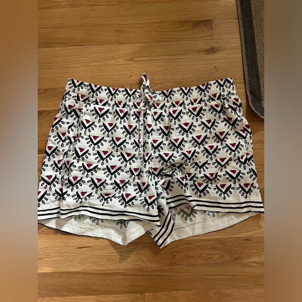 Loft Pink and Black Patterned Linen Shorts